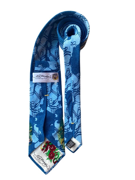 ED Hardy By Christian Audigier tie, blue, heart, … - image 3
