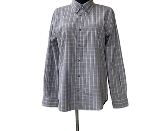 Tommy Hilfiger camisa vintage para hombre 90s Y2K botón a cuadros abajo algodón tamaño niño M