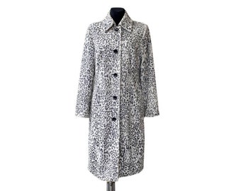 Vintage mujer abrigo largo piel sintética invierno mod 80s Y2K blanco negro talla L Socrat