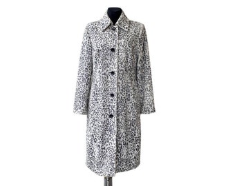 Vintage Damen Langer Mantel Kunstpelz Winter mod 80er Jahre Y2K Weiß Schwarz Gr. L Socrat