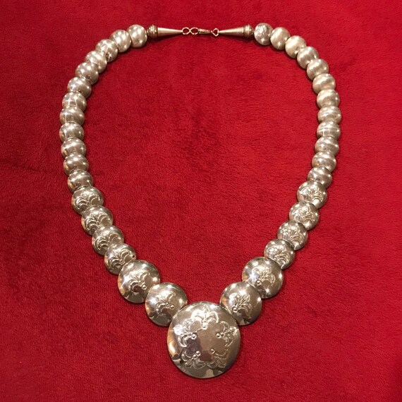 Vintage Native American Silver Button Necklace - image 1