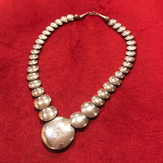 Vintage Native American Silver Button Necklace - image 3