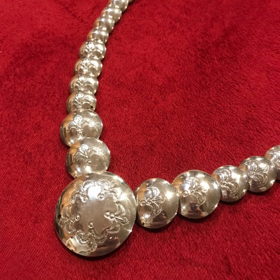 Vintage Native American Silver Button Necklace - image 2