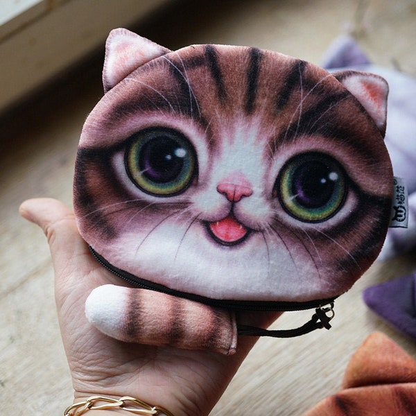 Porte monnaie chat en 3D avec queue