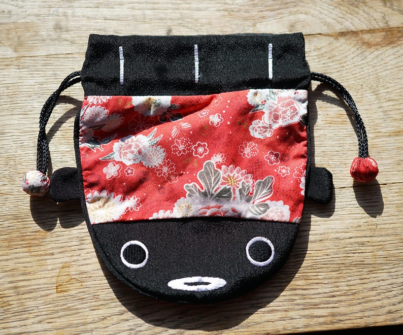 Porte monnaie poisson rouge asiatique en soie et cotton pochet telephone portable, petite sac à cordon image 8