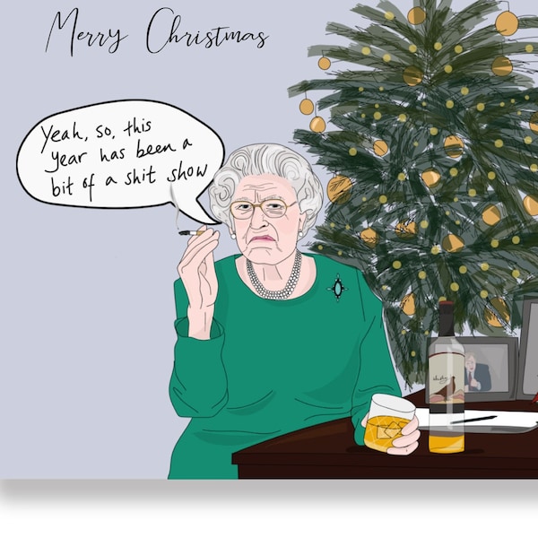 Funny Christmas card, the Queen's speech 2022, Christmas card set x10