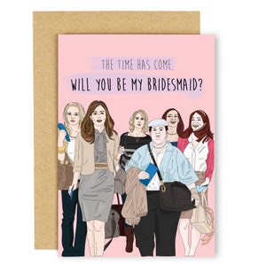 Funny bridesmaid card, pack of 4 or 6, bridesmaid proposal card, Will You Be My Bridesmaid Card, bridesmaid card pack