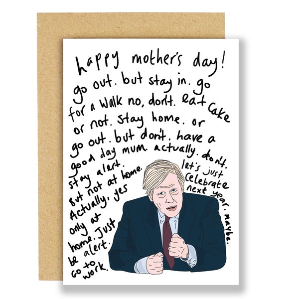 Funny lockdown Mother's Day Card, Boris Johnson card, Funny mum card 2021