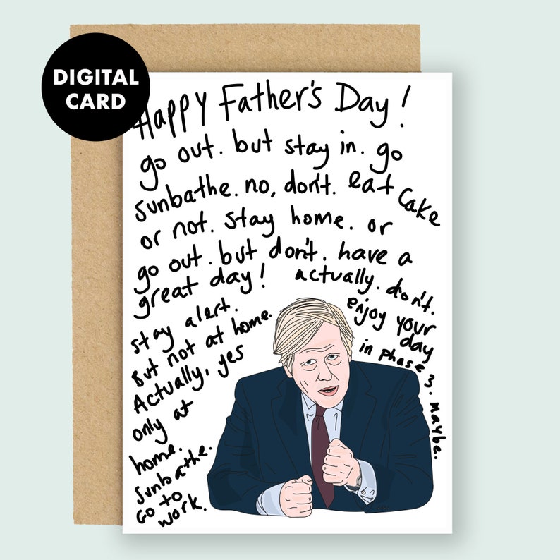 boris johnson printable fathers day card funny fathers etsy