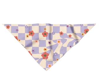 cool dog bandana uk, lilac and flowers design