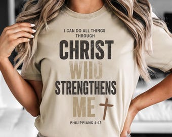 Philippians 4:13 PNG | I Can Do All Things Through Christ PNG | Christian Sublimation Design | Bible Verse PNG | Faith Digital Download