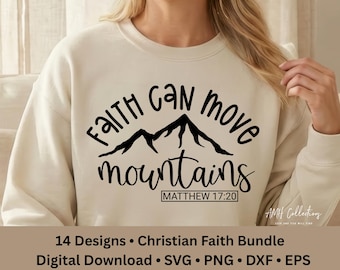 Christian SVG Bundle 14 Designs | Inspirational Faith Quotes Cricut Cut Files | Chosen Be The Light Scripture | Png Dxf Eps Church Decor