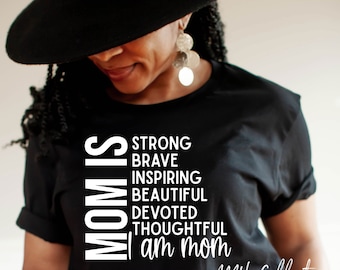 Mom Is Strong SVG | Mother's Day Cut File | Bold Typography Mom Shirt PNG | Instant Download