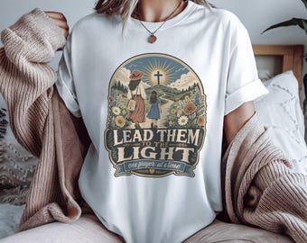 Lead Them to the Light PNG | Mother Daughter Christian Shirt Design | Faith Mom Sublimation | Cottagecore Bible Verse Floral PNG