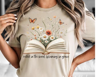 Floral Bible Verse PNG, Christian Book Lover Design, Faith Sublimation File, Scripture Wall Art (Digital Download)