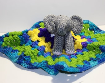 Elephant Lovey Blanket, Crochet Elephant Minky, Elephant Blankie, Elephant Baby Blankie, Baby Lovey