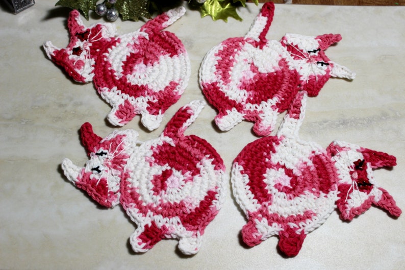 Christmas Candy Cane Cat Coasters Star In Their Eyes Cat image 0