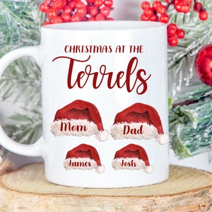Custom Christmas Mug| Cup of Christmas| Family Christmas mug|  Santa hat mug, Christmas at the mug, custom with any name