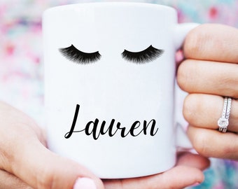 Personalised Eyelash Mug| Makeup And Lashes Mug | Mascara Lash Mug | Makeup Gift | Best Friend Gift | Bridesmaid Gift| sister gift|