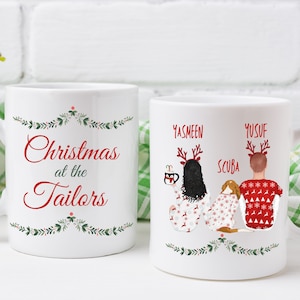Family Christmas mug| Custom Family name Christmas Mug| Family Christmas gift|  custom Hair, Skin, text, names, Christmas gift idea