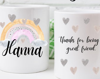 Personalised Rainbow Mug, Personalised Birthday Gift, Watercolour Rainbow Mug, Rainbow Mug, Customised Mug, Personalised Mug Cup