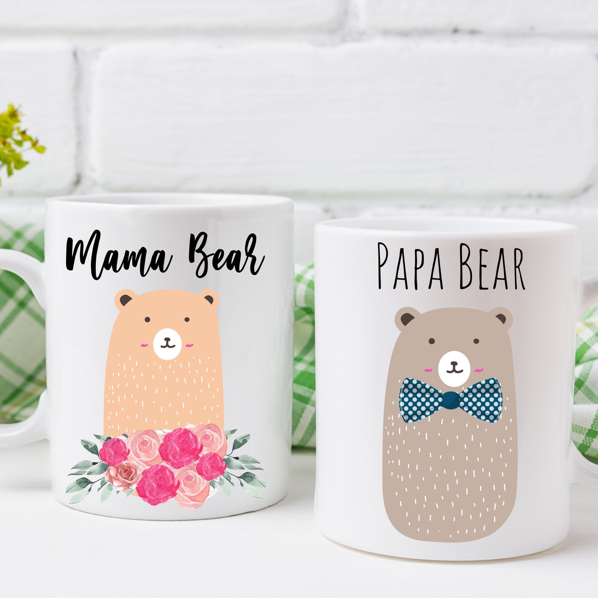 Mama Bear Mug, Papa Bear Mug, Mama and Papa Bear Custom Mug. New Parent,  Baby Shower Gift, Present for Expecting Parents. 