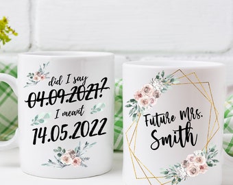 Taza de boda pospuesta / Novia para ser regalo / Taza de boda pospuesta personalizada 2022 / 2023 boda pospuesta / Regalo para futura novia /