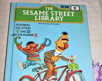 The Sesame Street Library Volume 2 - Featuring C And D and Number 2 -  1978 Vintage Hardcover Children's Book