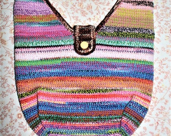Edina Boho Sling Bag - Colourful Crochet Hippie Boho Sling Bag - Shoulder or Crossbody Bag - Handmade - Medium Size
