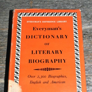 Everyman&#39;s Dictionary Of Literary Biography - English And American - 1962 Vintage Hardcover
