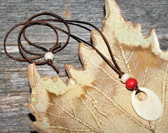 Bead Necklace - Unisex Necklace - Bone, Wood And Glass Bead Necklace - Boho Hippie Necklace