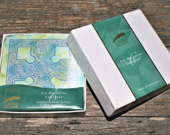 Celtic Cross - Vintage Castle Melamine Coasters - Set Of Six Coasters In Original Box