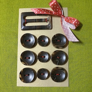 Jacket Buckle And Button Set - Jacket Belt Buckle And Matching Button Set - 1 Buckle - 6 Large Buttons - 3 Small Buttons