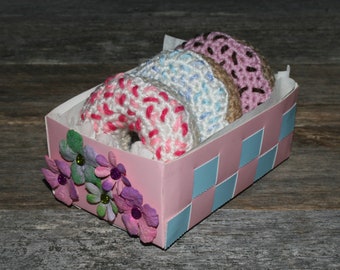 Crochet Donut - Box Set of 3 - Tea Party Food - Pretend Play