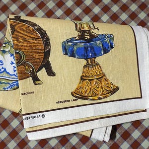 Vintage Early Australian Utensils Tea Towel - Ross Linen And Cotton Tea Towel - Vintage Australian Tea Towel - Linen Cotton Blend Tea Cloth