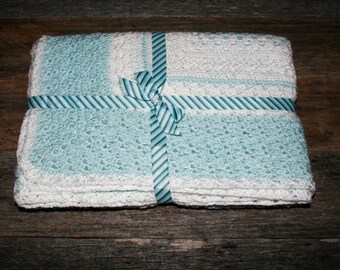 Baby Blanket - Blue and White - Light and Delicate