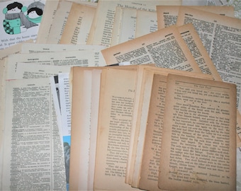 Vintage Book Pages - Ephemera Pack - 50 Vintage Book Pages
