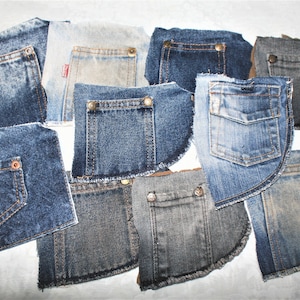 Reclaimed Jeans Coin Pockets - 10 Coin Pockets - Denim Jeans Parts - Recycled Reclaimed Coin Pockets - Craft And Sewing