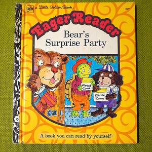 Eager Reader: Bear&#39;s Surprise Party By Joan Bowden - A Book You Can Read By Yourself - Little Golden Books - 1975 Vintage Golden Book