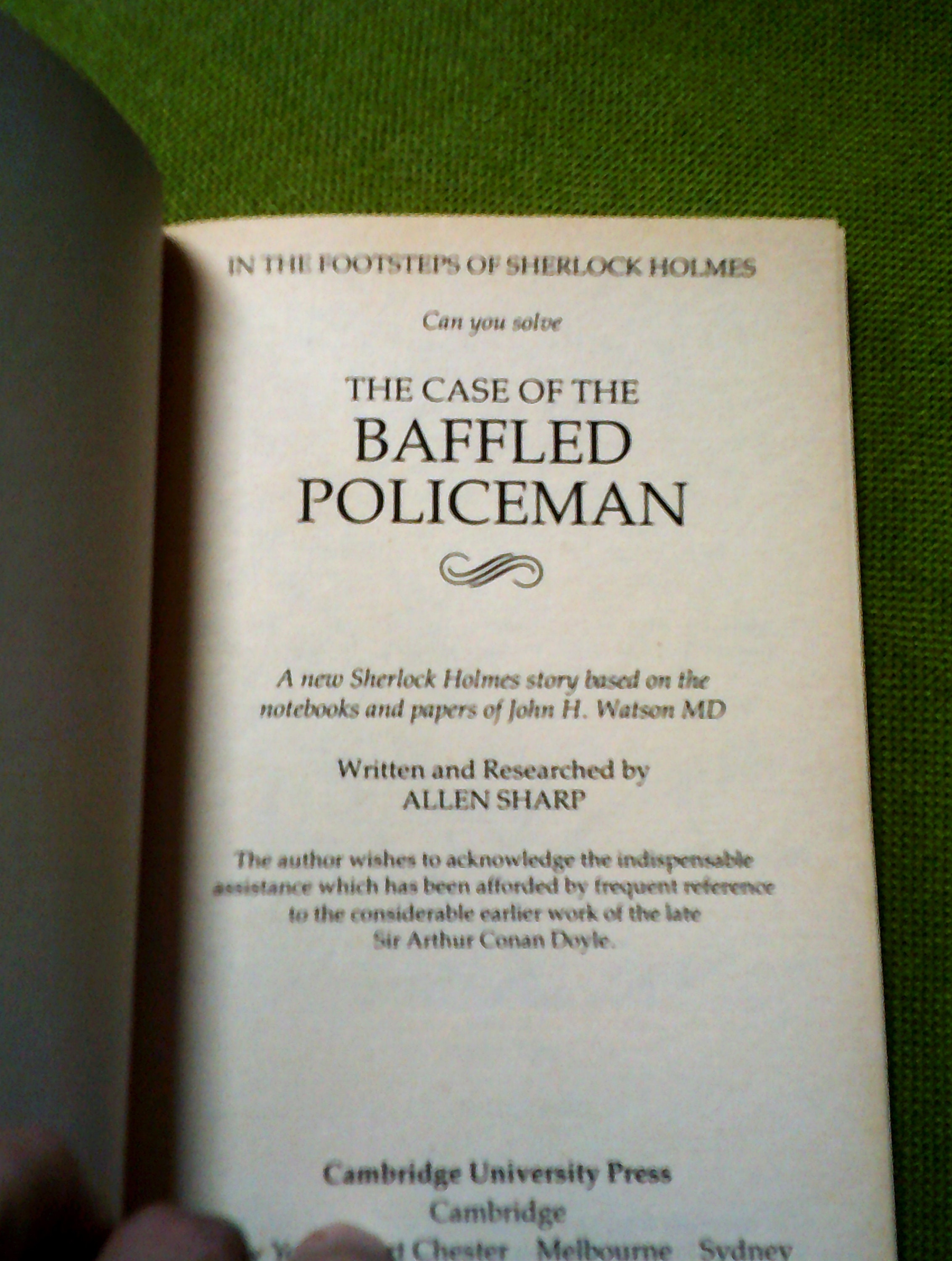 The Case of the Baffled Policeman by Allen Sharp - in the Footsteps of ...