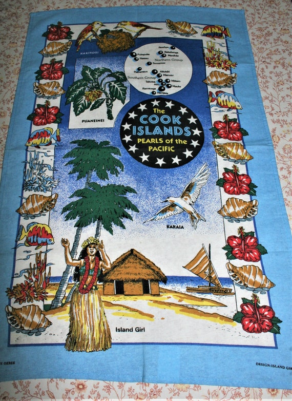 Souvenir 100% Cotton Kitchen Tea Towel The Pearls of the Pacific Cook Islands 