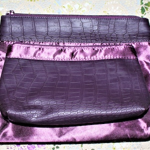 Avon 2 Piece Cosmetic Bag Set - Aubergine Cosmetic Bag Set - Purple Make Up Bag - Vintage Avon