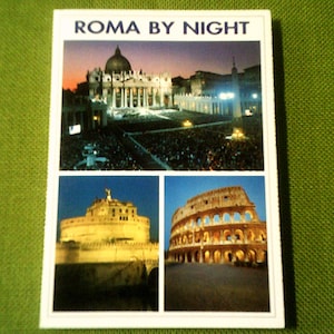 Roma bei Nacht Souvenir Postkartenbuch - Vintage Souvenirbuch von Roma bei Nacht - 16 Postkarten Souvenir Leporello