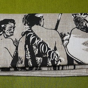 Vintage New Zealand Souvenir Tea Towel - Flax Linen Tea Towel - Vintage New Zealand Tea Towel - Natural Flax Linen Tea Cloth