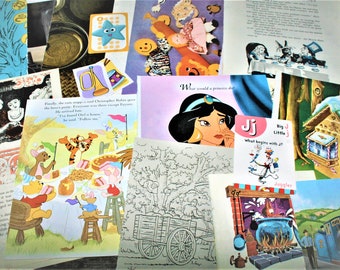Mixed Vintage Book Page Ephemera Pack - 50 Sheets Of Vintage Book Pages, Flash Cards and Mini Snap Cards
