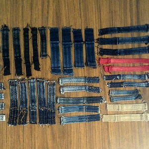 Reclaimed Jeans Belt Loops - 50 pieces - Denim Jeans Parts - Recycled Reclaimed Belt Loops - Craft And Sewing