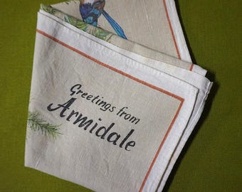 Paño de cocina Vintage Greetings From Armidale - Paño de cocina Fairy Wren - Paño de cocina de algodón y lino