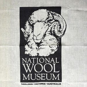 Vintage National Wool Museum Souvenir Linen Tea Towel - Geelong Victoria, Australia - Souvenir Linen Tea Towel