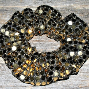 Metallic Gold Spotted Scrunchie - Generous Size - Hair Elastic