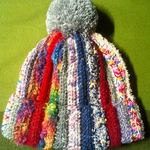 Hippie Boho Beanie - Thick, Heavily Textured, And Very Warm With A Large Matching Pompom - Adult Size - Crochet Beanie - Winter Hat